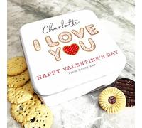 Square I Love You White Cookie Font Valentine's Gift Personalised Biscuit Tin | Personalised Gift | Custom Gift | Tin | Storage Container Tin