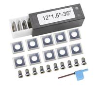 Square Indexable Carbide Inserts 12x12x1.5mm with 35° Bevel for Wood Lathe Turning Tools, CNC Router Bits Replacement Kit