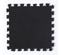 Square Interlocking Jigsaw Puzzle Carpet Mat, DIY Anti-slip,10/12/16/20 Pcs(Black,12pcs)