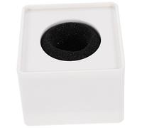 Square Interview Microphone Flag Station in White Abs Plastic | Portable Cube Shape, Large Logo Display Area, Simple Practical Style for Professional Interview Advertising