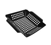 Square Iron Grilling Basket for Meat Cubes and Small Grill | Black Finish, High Heat Resistance, Keeps Food Contained, for Outdoor Bbq Parties and Tailgate Cooking
