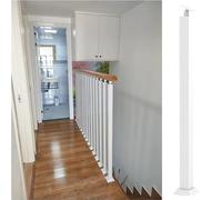 Square Iron Stair Railing Adjustable Black Baluster Post with Flat Bracket Iron il for Patios & Deck Steps 85cm/33.5in White Color