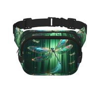 Square Jewel-Dragonfly Double-Layer Sport Fanny Pack Waist Pack Large Crossbody Waist Bag for Running Travel Walking