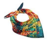 Square Kerchief Bandanas Silky Touch Head Scarf Do Not Forget Me Mask Scarf for Men & Women, Pixel Art Pattern, 25"x25"