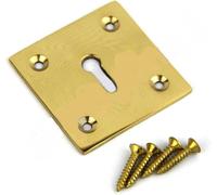 Square Keyhole Cover Escutcheon 50mm x 50mm + Screws (Polished Brass)