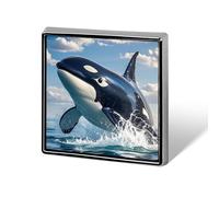 Square Killer Whale Brooch Classic Mini Pin 0.7 Inch Aluminum Alloy Lapel Pin Personalized Button Badge for Backpack Hat Suit Jacket Clothing Decoration