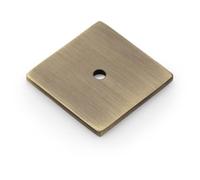 Square Kitchen Door Knob Backplate - Antique Brass 38mm x 38mm Cabinet Plate