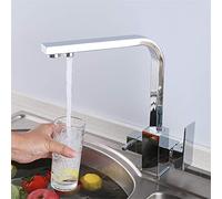 Square Kitchen Faucet with 360° Swivel Dual Handle Drinking Water Filter Tap Ch Deck Mounted Mixer for Kitchen Sink 3 Way Design Slish Ausious Clouds