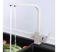 Square Kitchen Faucet with 360° Swivel Dual Handle Drinking Water Filter Tap Deck Mounted Mixer Black Ausious Clouds Design 3 Way Sink C