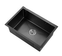 Square Kitchen Sink Single Bowl Stainless Steel with Strainer & Drainer Waste Plumbing Pipes Undermount Drop-in Installation, Overmount Extra-Deep Utility Reversible/C/48 * 40