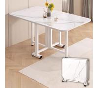 Square Kitchen Table Extendable Rolling Dining Table with Wheels Space-Saving Foldable Table for Small Dining Rooms Ideal for Compact Spaces