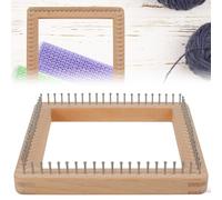 Square Knitting Machine, Beech Wood Knitting Board, DIY Handcraft Weaving Tool with Non Detachable Hooks, Multifunctional Knitting Tools Looms Knitting Kit for Making Cushions Scarves Hats Shawls