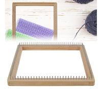 Square Knitting Machine, Beech Wood Knitting Board, DIY Handcraft Weaving Tool with Non Detachable Hooks, Multifunctional Knitting Tools Looms Knitting Kit for Making Cushions Scarves Hats Shawls