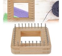Square Knitting Machine, Beech Wood Knitting Board, DIY Handcraft Weaving Tool with Non Detachable Hooks, Multifunctional Knitting Tools Looms Knitting Kit for Making Cushions Scarves Hats Shawls