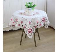 Square Lace Embroidered Tablecloth - Small Coffee Table Cover, Christmas Thanksgiving Decoration Printed Fabric - White Lace Pattern - Elegant Restaurant Decor