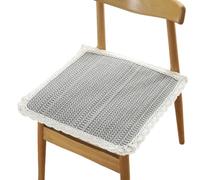 Square Lace Trim Seat Cushions Set of 4 - Bamboo Charcoal Filled | 100% Cotton | Non-Slip Ties | 3 Sizes (40/45/50cm) | Machine Washable | All-Season Use (D 50 * 50cm/20 * 20in)