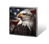 Square Lapel Pins Bald Eagle US Flag Pictures Metal Square Brooceh Badge for Suits, Backpacks & Hats, Lapel Accessory, Square, Aluminum, aluminum alloy