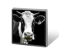 Square Lapel Pins Metal Animal Funny Cow Head Black White Printed Square Brooceh Badge for Backpacks Or Lapels, Valentine Pin, Lapel Accessory