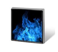 Square Lapel Pins Metal Blue Flame Printed Square Brooceh Badge for Backpacks Or Lapels