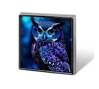 Square Lapel Pins Metal Blue Owl Printed Square Brooceh Badge for Backpacks Or Lapels