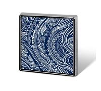 Square Lapel Pins Metal Blue Polynesian Maori Tribal Pattern Printed Square Brooceh Badge for Backpacks Or Lapels, Valentine Pin, Lapel Accessory