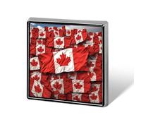Square Lapel Pins Metal Canadian Flag Printed Square Brooceh Badge for Backpacks Or Lapels, Valentine Pin, Lapel Accessory
