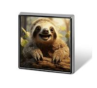 Square Lapel Pins Metal Cartoon Sloth Printed Square Brooceh Badge for Backpacks Or Lapels, Valentine Pin, Lapel Accessory