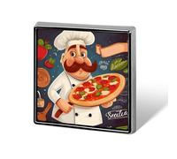 Square Lapel Pins Metal Chef Pizza Printed Square Brooceh Badge for Backpacks Or Lapels, Valentine Pin, Lapel Accessory