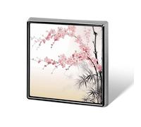 Square Lapel Pins Metal Cherry Blossoms Tree Zen Printed Square Brooceh Badge for Backpacks Or Lapels, Valentine Pin, Lapel Accessory
