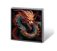 Square Lapel Pins Metal Chinese Dragon Printed Square Brooceh Badge for Backpacks Or Lapels, Valentine Pin, Lapel Accessory