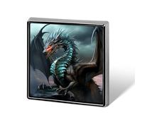 Square Lapel Pins Metal Cool Dragon Printed Square Brooceh Badge for Backpacks Or Lapels