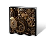 Square Lapel Pins Metal Cool Steampunk Gears Printed Square Brooceh Badge for Backpacks Or Lapels, Valentine Pin, Lapel Accessory