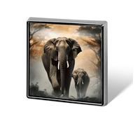 Square Lapel Pins Metal Elephant in The Fog Printed Badge for Women Backpack Lapel Decor Gift for Birthday Valentine's Day Pin, Square, Aluminum, aluminum alloy