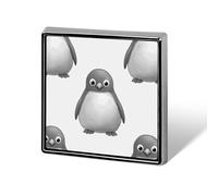 Square Lapel Pins Metal Grey Penguin Printed Badge for Women Backpack Lapel Decor Gift for Birthday Valentine's Day Pin, Square, Aluminum, aluminum alloy