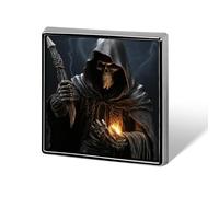 Square Lapel Pins Metal Grim-Reaper Printed Square Brooceh Badge for Backpacks Or Lapels