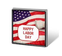 Square Lapel Pins Metal Happy Labor Day Printed Square Brooceh Badge for Backpacks Or Lapels, Valentine Pin, Lapel Accessory
