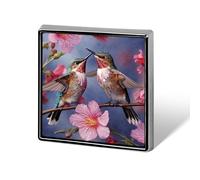 Square Lapel Pins Metal Humming Birds Printed Square Brooceh Badge for Backpacks Or Lapels, Valentine Pin, Lapel Accessory
