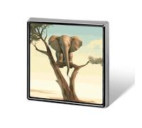 Square Lapel Pins Metal Little Elephant on Tree Printed Square Brooceh Badge for Backpacks Or Lapels, Valentine Pin, Lapel Accessory