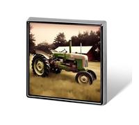 Square Lapel Pins Metal Old Tractor Photo Farm Printed Square Brooceh Badge for Backpacks Or Lapels, Valentine Pin, Lapel Accessory