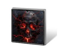 Square Lapel Pins Metal Red Lava Skull Printed Square Brooceh Badge for Backpacks Or Lapels