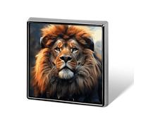 Square Lapel Pins Metal Scifi Lion Printed Square Brooceh Badge for Backpacks Or Lapels, Valentine Pin, Lapel Accessory