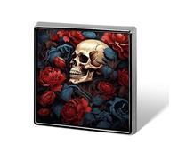 Square Lapel Pins Metal Skull Image Poster Printed Square Brooceh Badge for Backpacks Or Lapels, Valentine Pin, Lapel Accessory