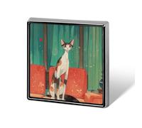 Square Lapel Pins Metal Square Brooceh Badge for Backpacks Or Lapels, Valentine Pin, Long Necked Cat Printed Square Pins