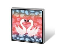 Square Lapel Pins Metal Square Brooceh Badge for Backpacks Or Lapels, Valentine Pin, Love Swan And Heart Shape Printed Square Pins