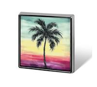 Square Lapel Pins Metal Tropical Palm Tree Printed Square Brooceh Badge for Backpacks Or Lapels, Valentine Pin, Lapel Accessory