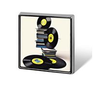 Square Lapel Pins Metal Vinyl Records And Tapes Printed Square Brooceh Badge for Backpacks Or Lapels, Valentine Pin, Lapel Accessory