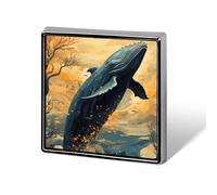 Square Lapel Pins Metal Whale Poster Printed Square Brooceh Badge for Backpacks Or Lapels, Valentine Pin, Lapel Accessory