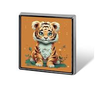 Square Lapel Pins Metal Year of The Tiger Funny Tiger Printed Square Brooceh Badge for Backpacks Or Lapels, Valentine Pin, Lapel Accessory