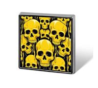 Square Lapel Pins Metal Yellow Skull Printed Square Brooceh Badge for Backpacks Or Lapels