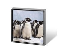 Square Lapel Pins Metal Young Penguins With Snow Printed Square Brooceh Badge for Backpacks Or Lapels, Valentine Pin, Lapel Accessory